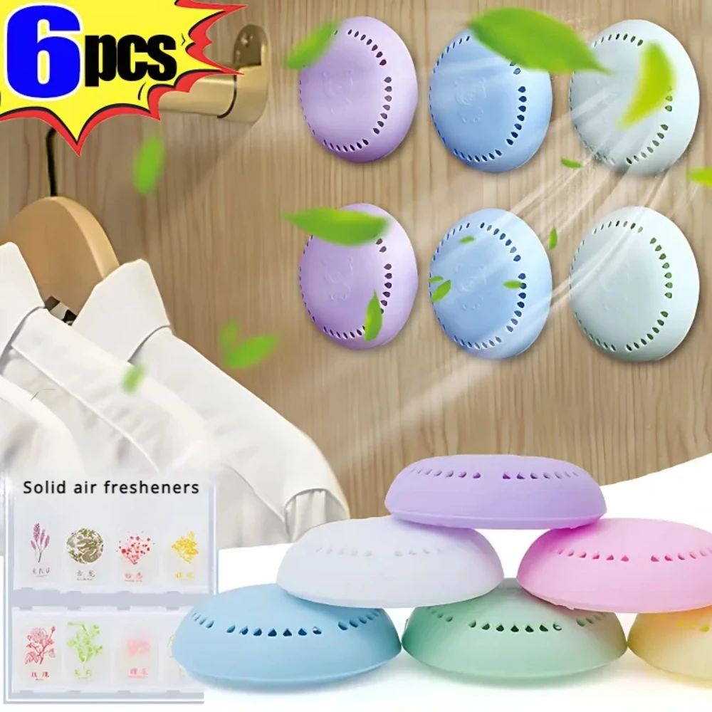 6/1PCS Aromatherapy Long-lasting Deodorizing Bathroom Supplies Bedroom Wardrobe Toilet Deodorant Solid Round Freshener Air Room