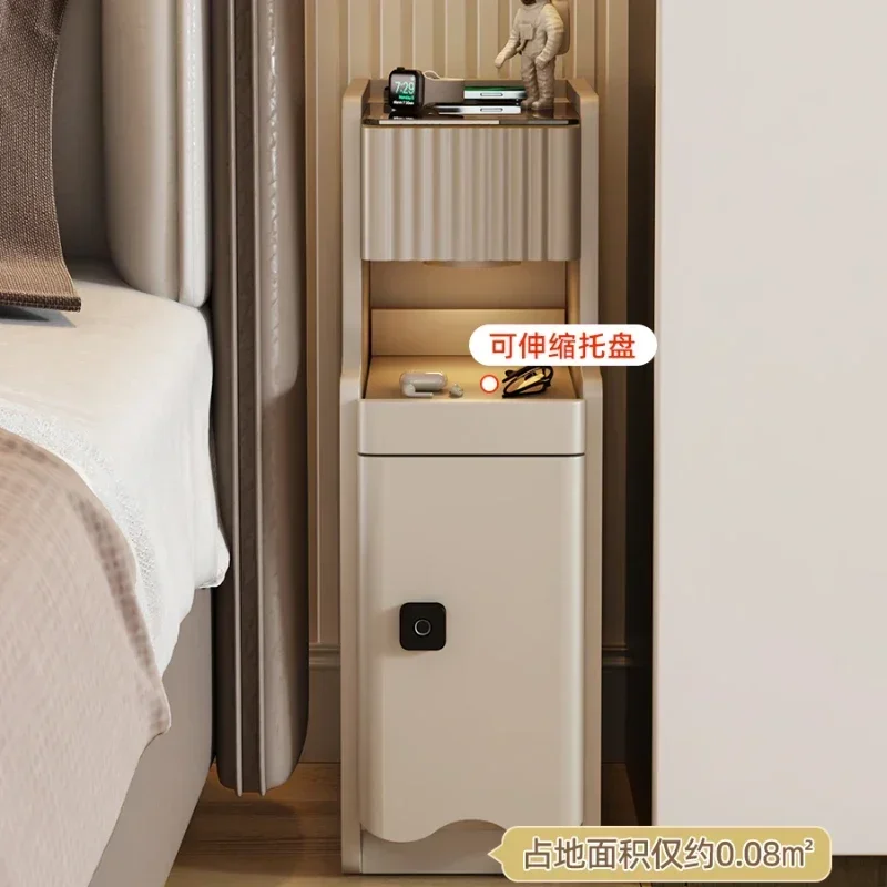 Smart bedside table, small extremely narrow band light, bedroom bedside storage rack, mini wireless charging