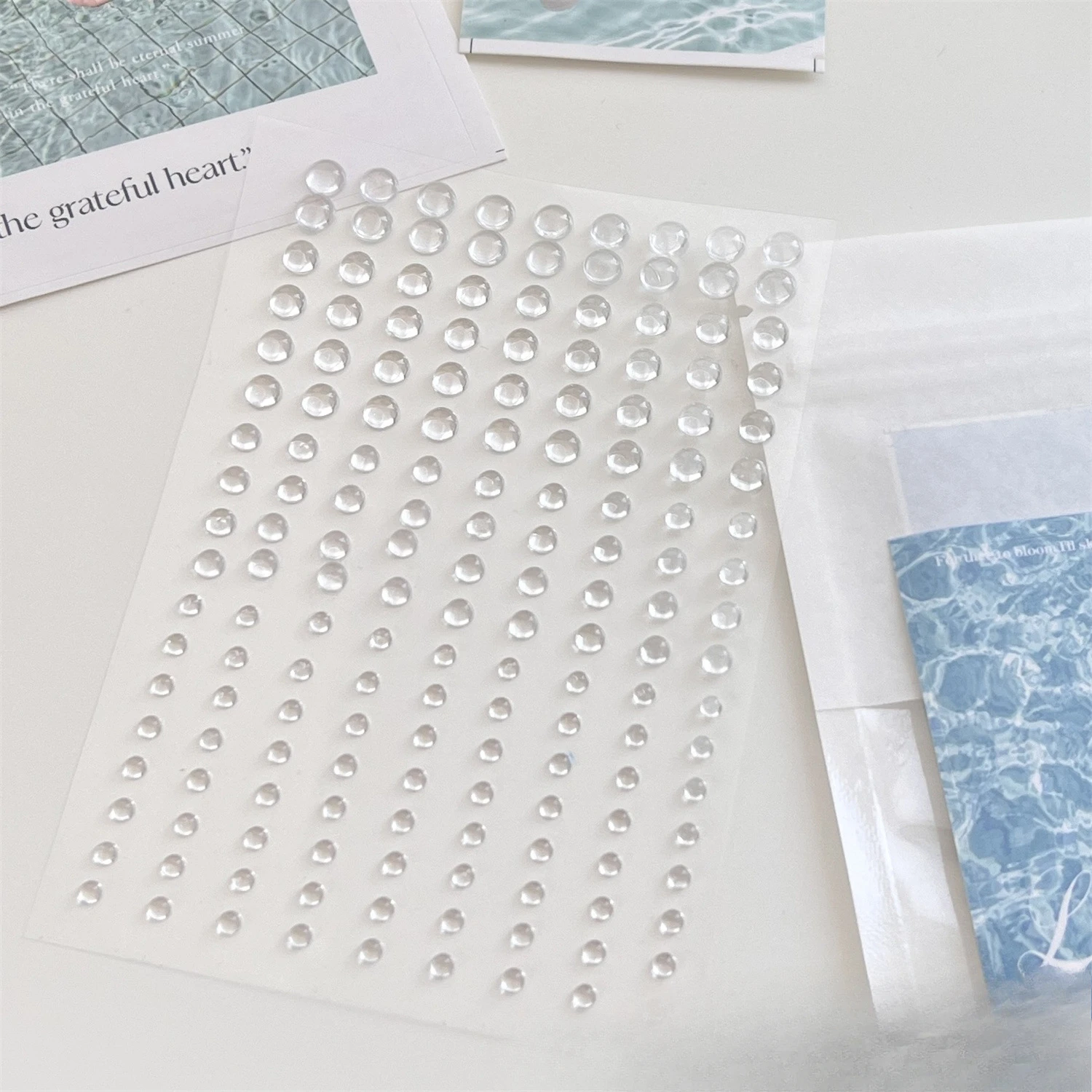162pcs/sheet Transparent Water Beads 3D Stickers for Phoneshell Eraphone Scrapbook Journal Photocards DIY Decora Material Patch