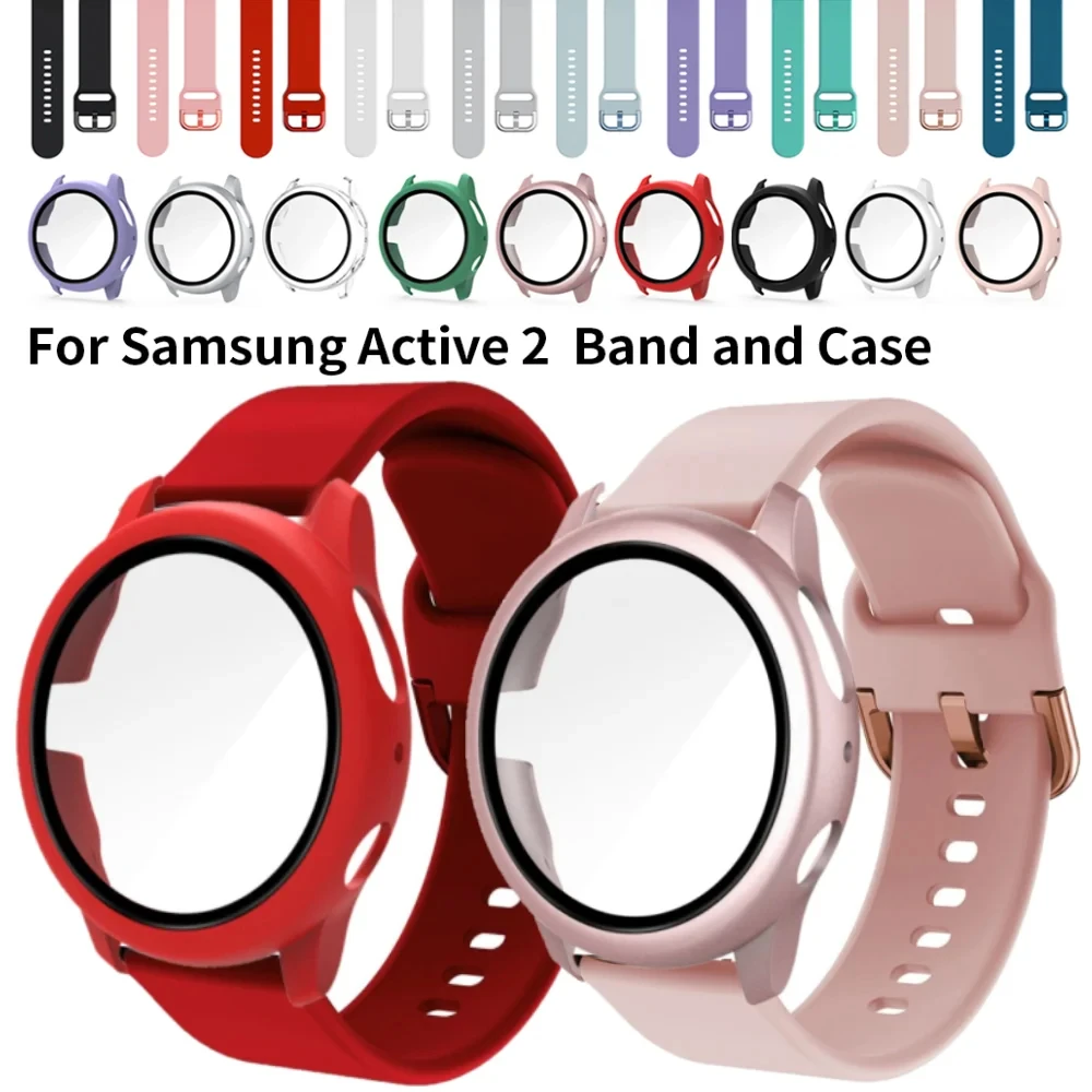 Correa de 20mm + funda para Samsung Galaxy Watch 4/5/6 40mm 44mm para Galaxy Watch Active 2 40mm 44mm funda protectora de parachoques