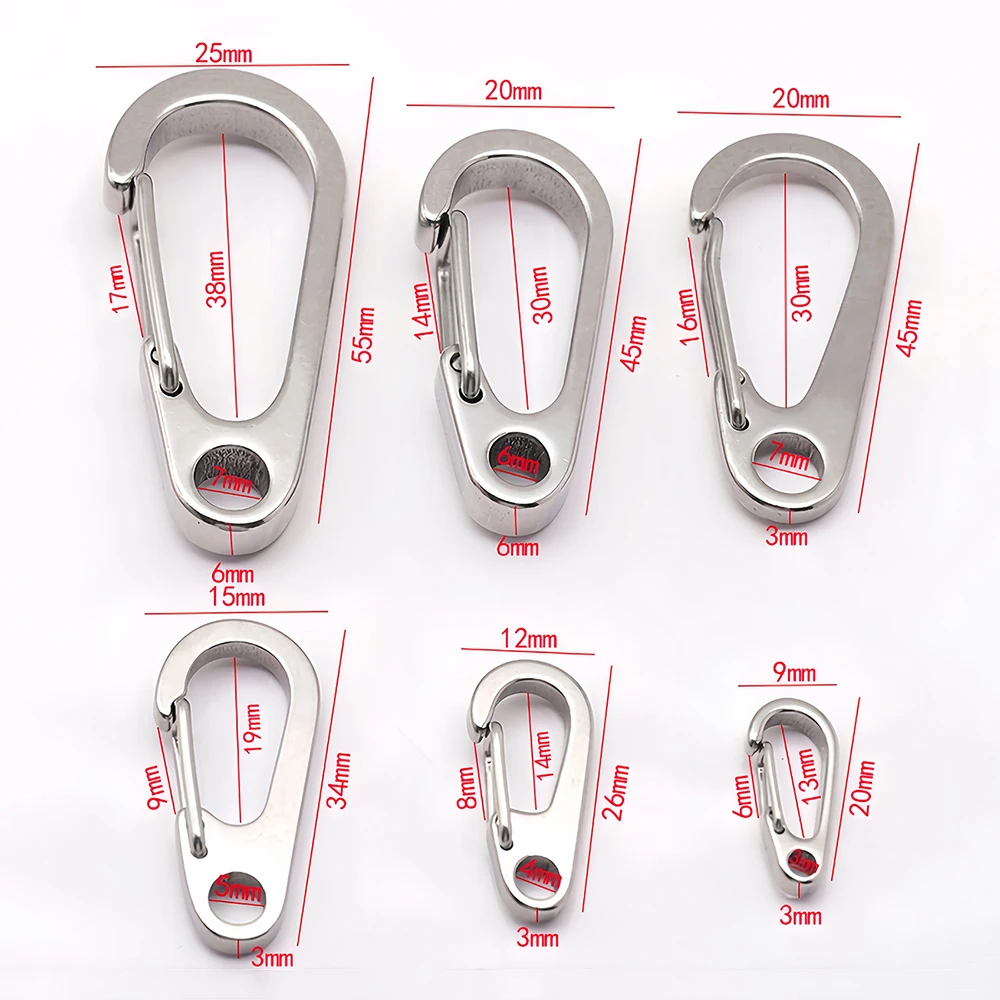 304 الفولاذ المقاوم للصدأ جراد البحر مشبك المشبك المفاتيح Carabiners في الهواء الطلق المشي لمسافات طويلة التخييم D-حلقة ظهره سلسلة مفاتيح الربيع خطاطيف قافلة للقفل
