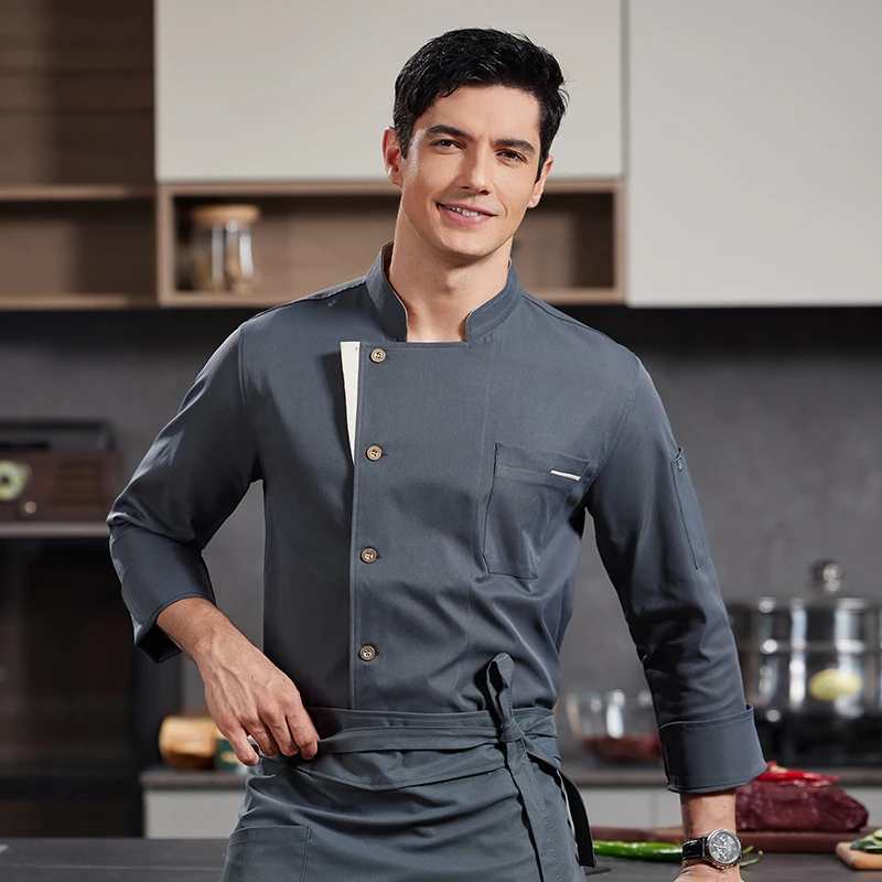 Restaurant Cook Jacket and Apron Cap Food Service Kitchen Cooking Costume Pizzaiolo Chef Uniform Bakery Cafe Waiter Work Shirts