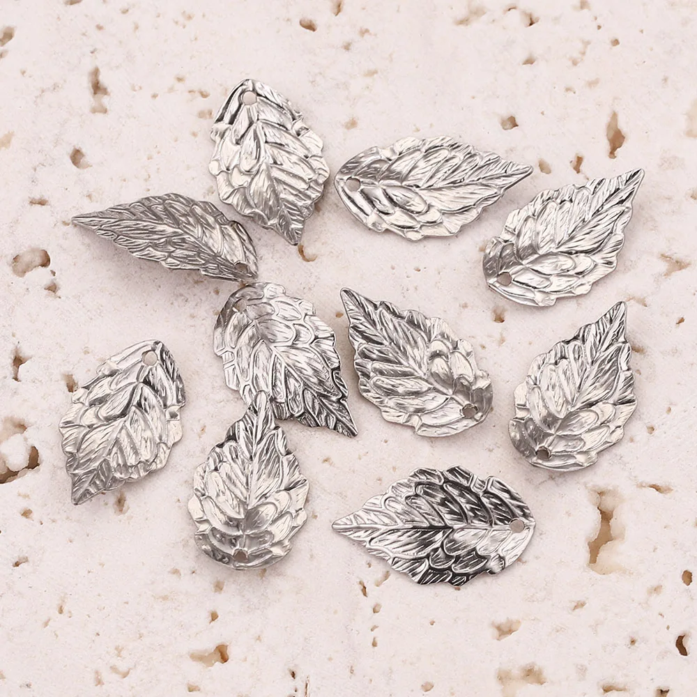 20pcs 10*17mm Stainless Steel Leaf Charms Stamping Earrings Pendants for DIY Floating leaves Jewelry Making Wholesale