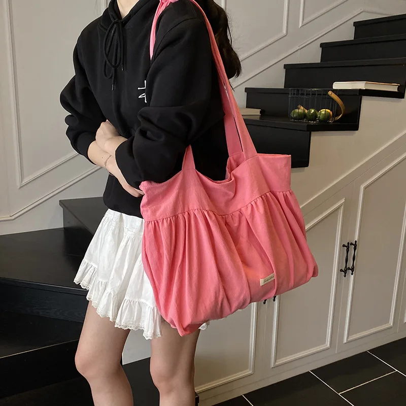 

2025 Sweet Girl Folded Shoulder Bag Large Capacity Underarm Bag Korean Atmosphere Bag Spring and Summer New Fairy Bag