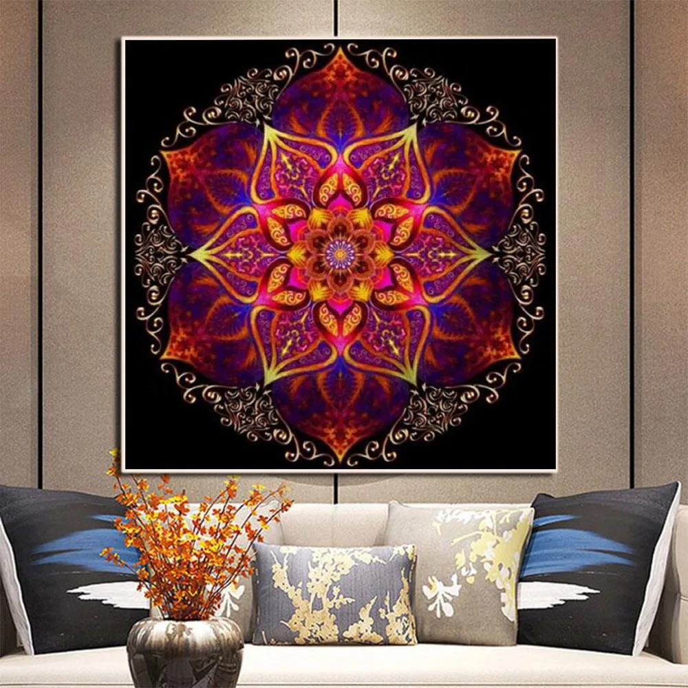 Mandala Flower DIY Embroidery 11CT Cross Stitch Kits Craft Needlework Set Printed Canvas Cotton Thread Home    Dropshipping