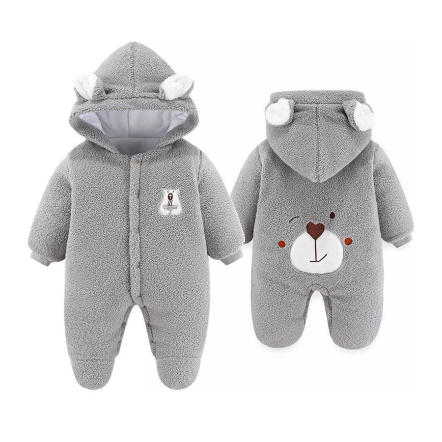 Newborn Baby Winter Romper Warm Hooded Infant Romper Thicken Soft Cotton Boys Jumpsuit Cartoon Baby Girl Clothes 0 to 9 Month