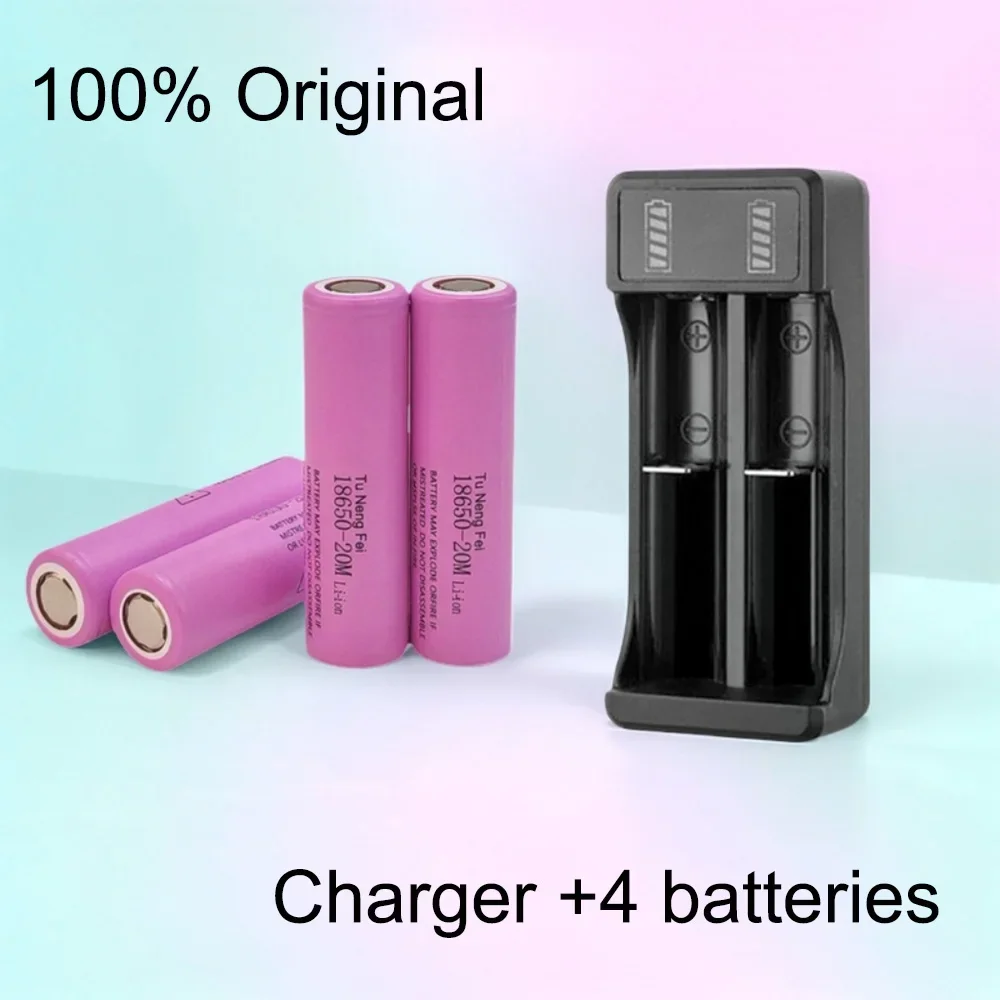 2026 New 18650 Lithium Battery 2000mAh Full Capacity 3.7V Rechargeable Battery 18650 Battery Power Tool Toy Comes with Charger