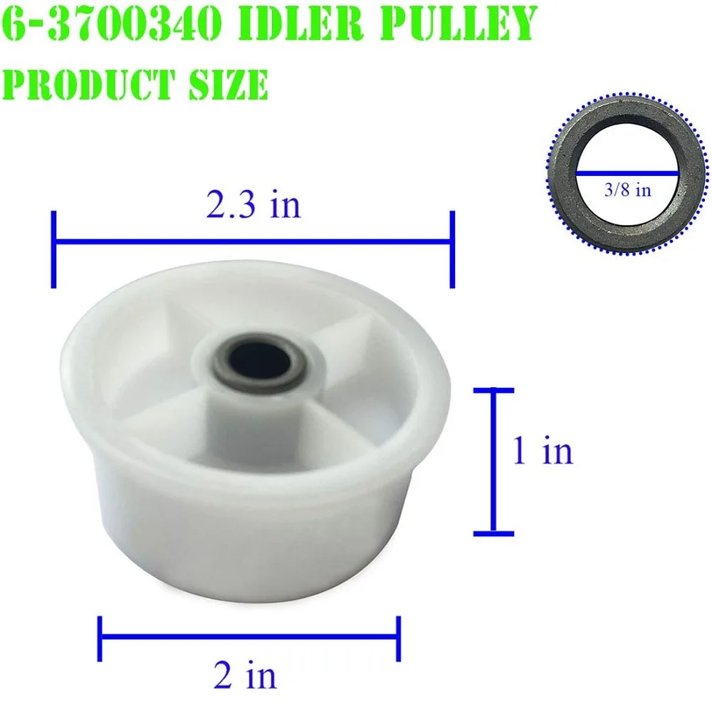 6-3700340 Dryer Idler Pulley Compatible with Whirlpool Maytag Crosley Dryer WP6-3700340VP 33001783 AP6009859 PS11743032