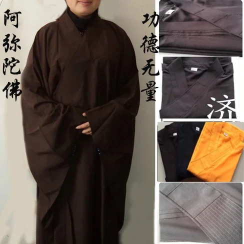 Free Shipping Shaolin Buddhist Monk Robes Suits Chinese Kung Fu Gown Uniforms Unisex Buddhist Clothing