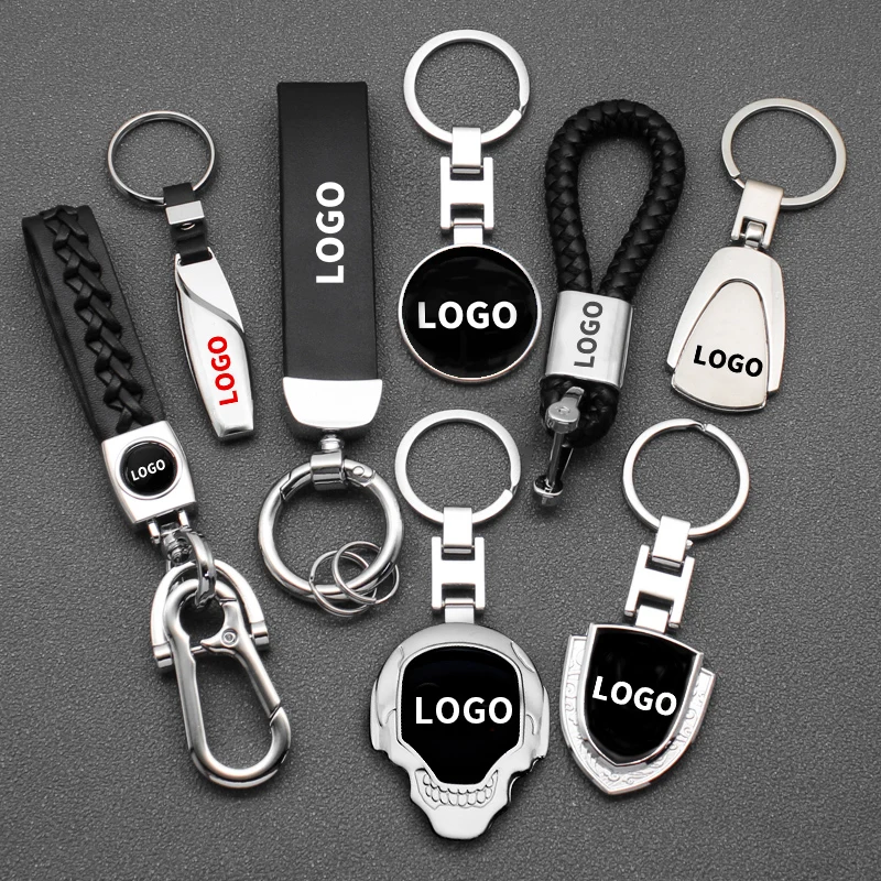 3D Car Styling Metal/Leather Key Rings Keychain For Audi Suzuki Toyota Ford VW Peugeot Hyundai SEAT Bmw Auto KeyChain Accessorie