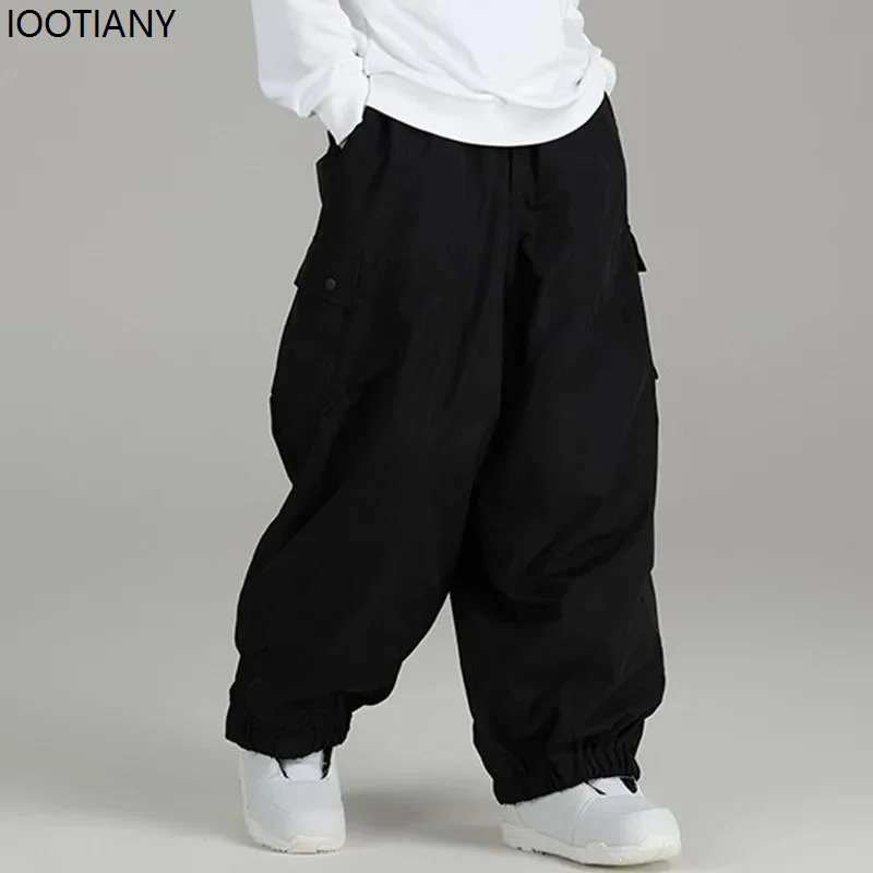 

Весенне-осенние водонепроницаемые ветрозащитные свободные однобортные лыжные брюки, мужские и женские повседневные брюки для занятий спортом на открытом воздухе с несколькими карманами