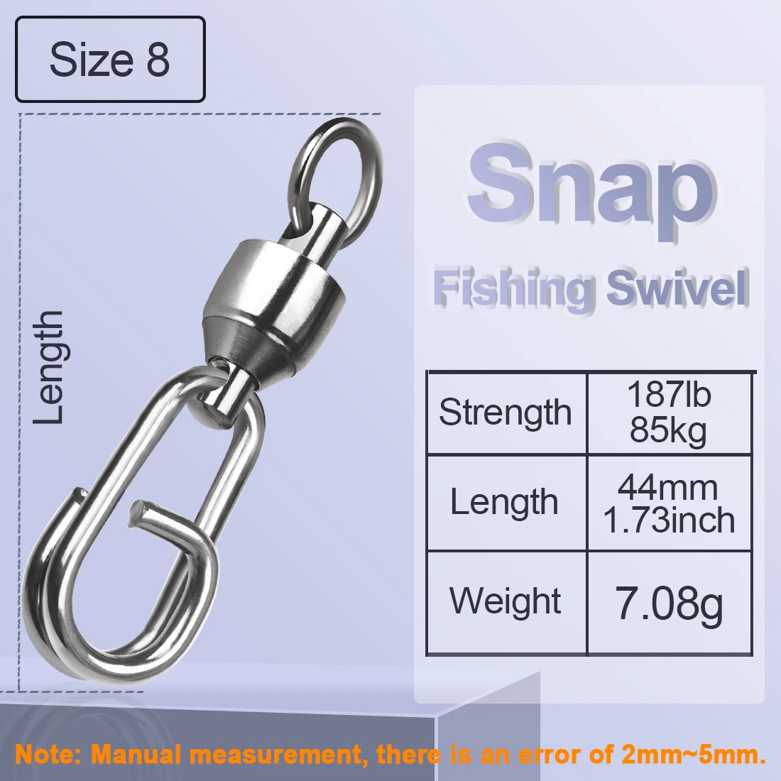 NONE FishTrip 25 Stück Fishing Snap Wirbel Kugellager Wirbel Clip Heavy Duty Salzwasserwirbel mit Karabiner Edelstahlwirbel 4