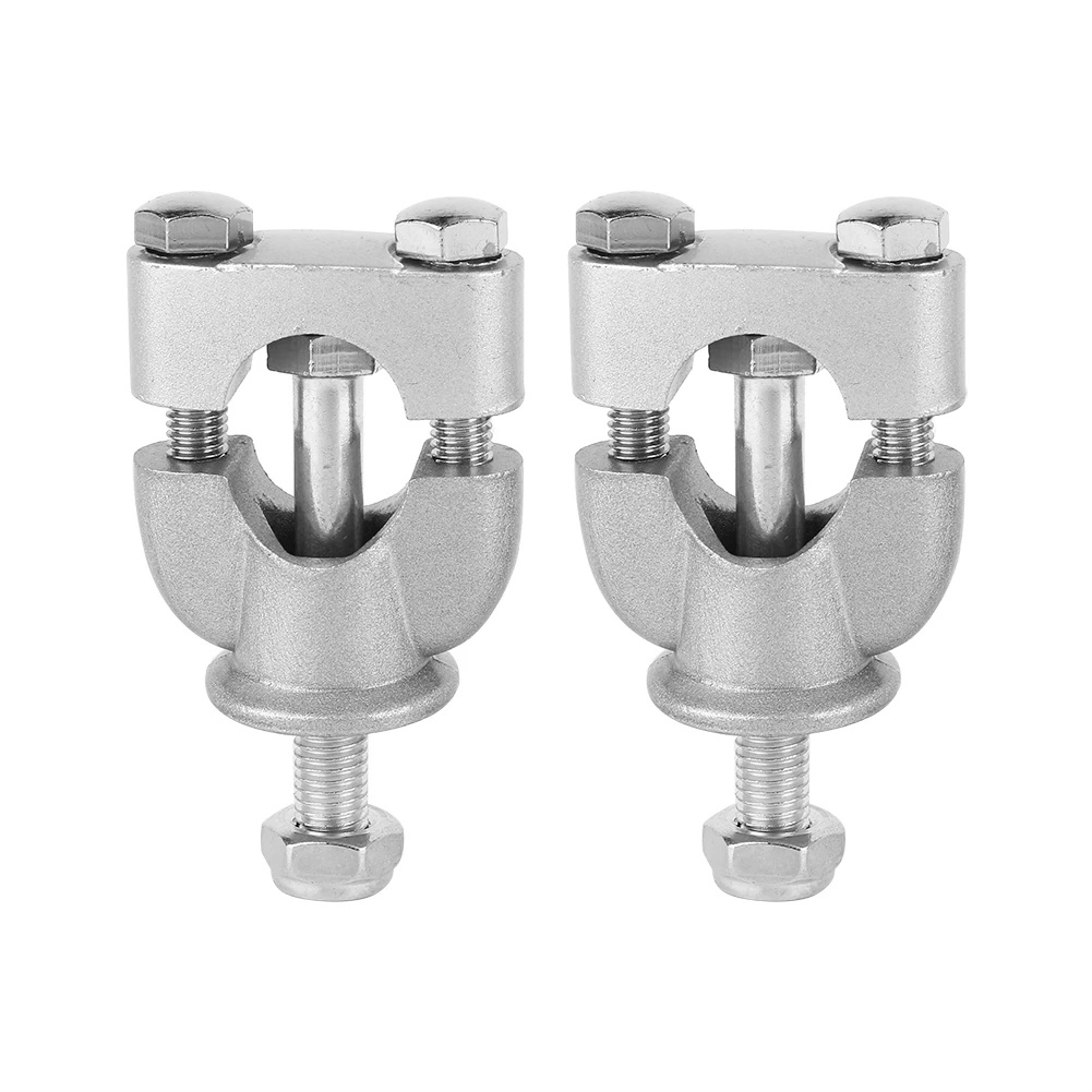 1 Pair 7/8\' 22mm Silver Handle Bar Mount Mounting Riser Clamp For ATV Motorcycle