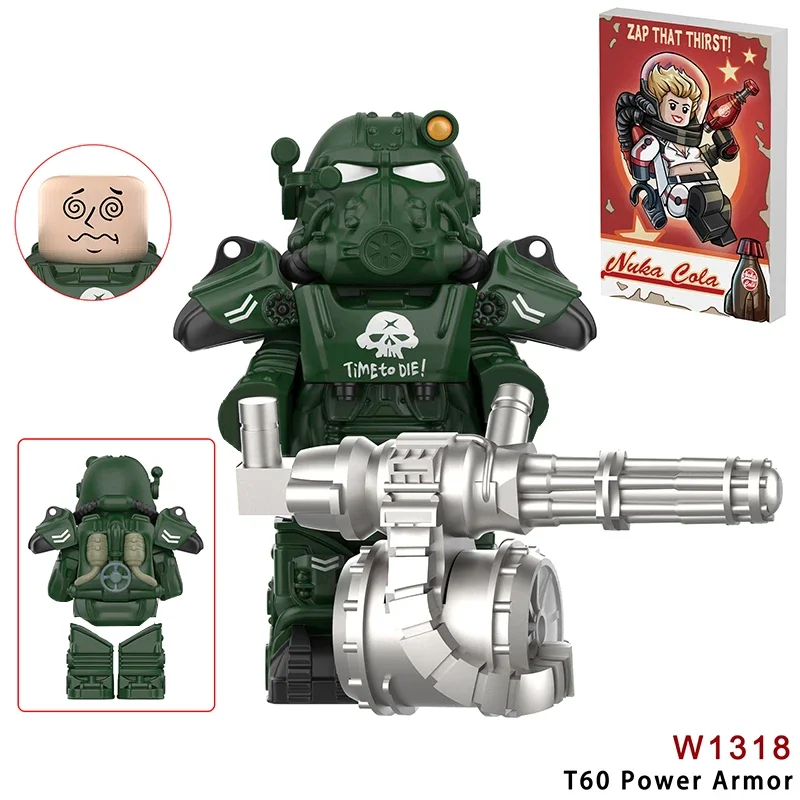 Moc militar bos t60 power armadura soldados mini anime figuras de ação cavaleiros robôs blocos de construção tijolos brinquedos diy para crianças presente