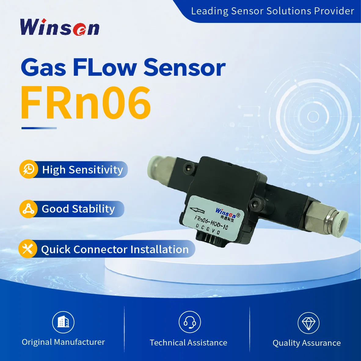 

Flow Sensor FRnO6 MEMS thermal principle Maximum flow Digital IIC or linear analog voltage signal output
