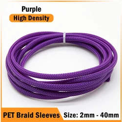 1/5/8/50m Purple PET Braid Sleeves 2/4/6/8/10/12/14/16/20/25/30/40mm High Density Insulated Snake Skin Sleeving Wire Wrap Sheath