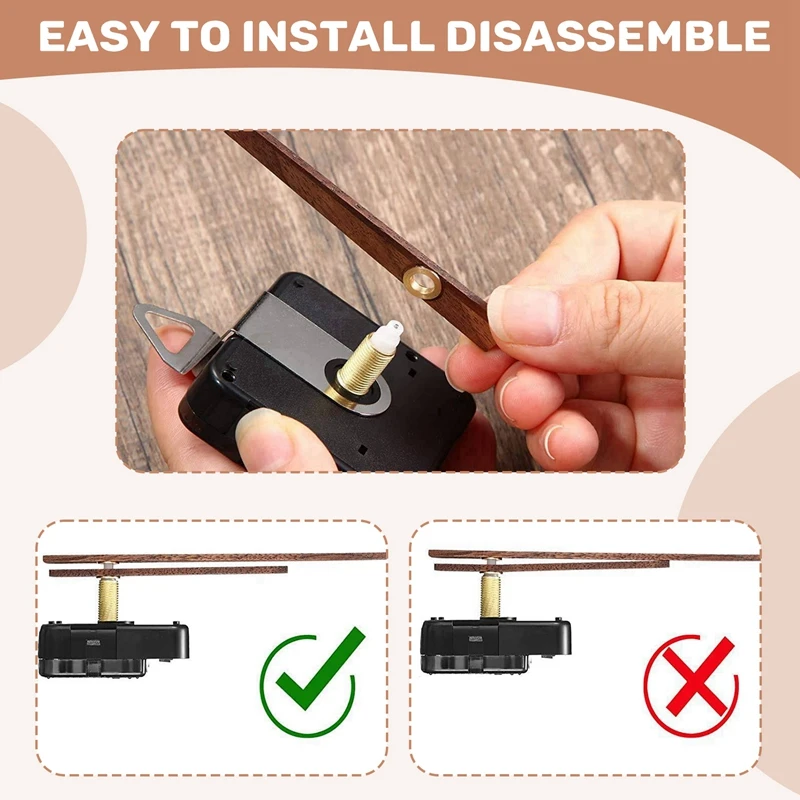 Quartz Clock Movement Mechanism Parts With 3 Types Of Walnut Wood Clock Hands Clock Accessories For Clock Repair