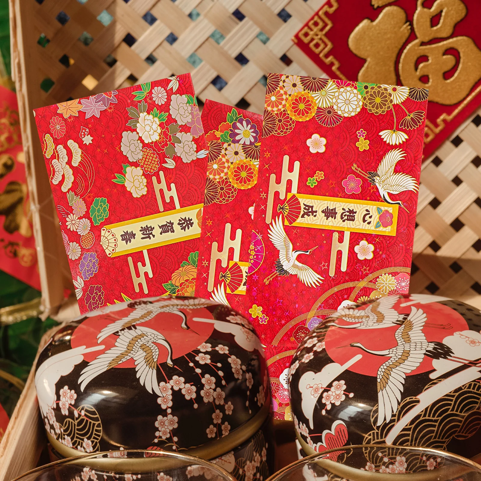 

12 шт. горизонтальная красная сумка-конверт, благоприятные конверты, традиционный китайский подарок по знаку зодиака, новогодний пакет денег, бумажный счастливый пакет