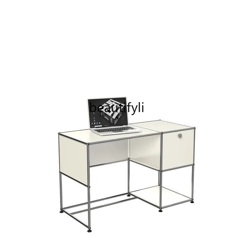 Mid-Ancient Modern Simple Office Study Bedroom and Household Stainless Steel Module Combination Computer Desk