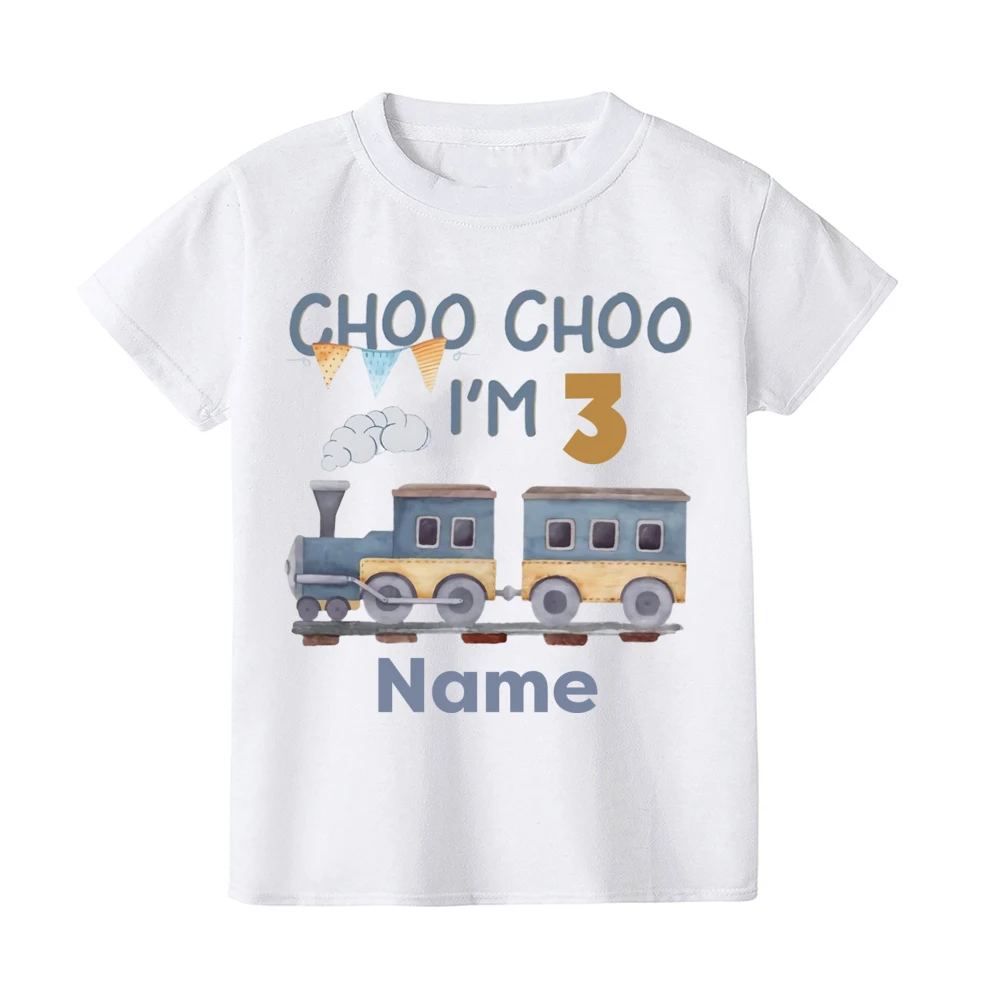 Choo Choo I\'m Two Birthday T-Shirt 1-10th Train Birthday Shirt Personalised Train Tshirt Boys Little Engine Shirts Clothes