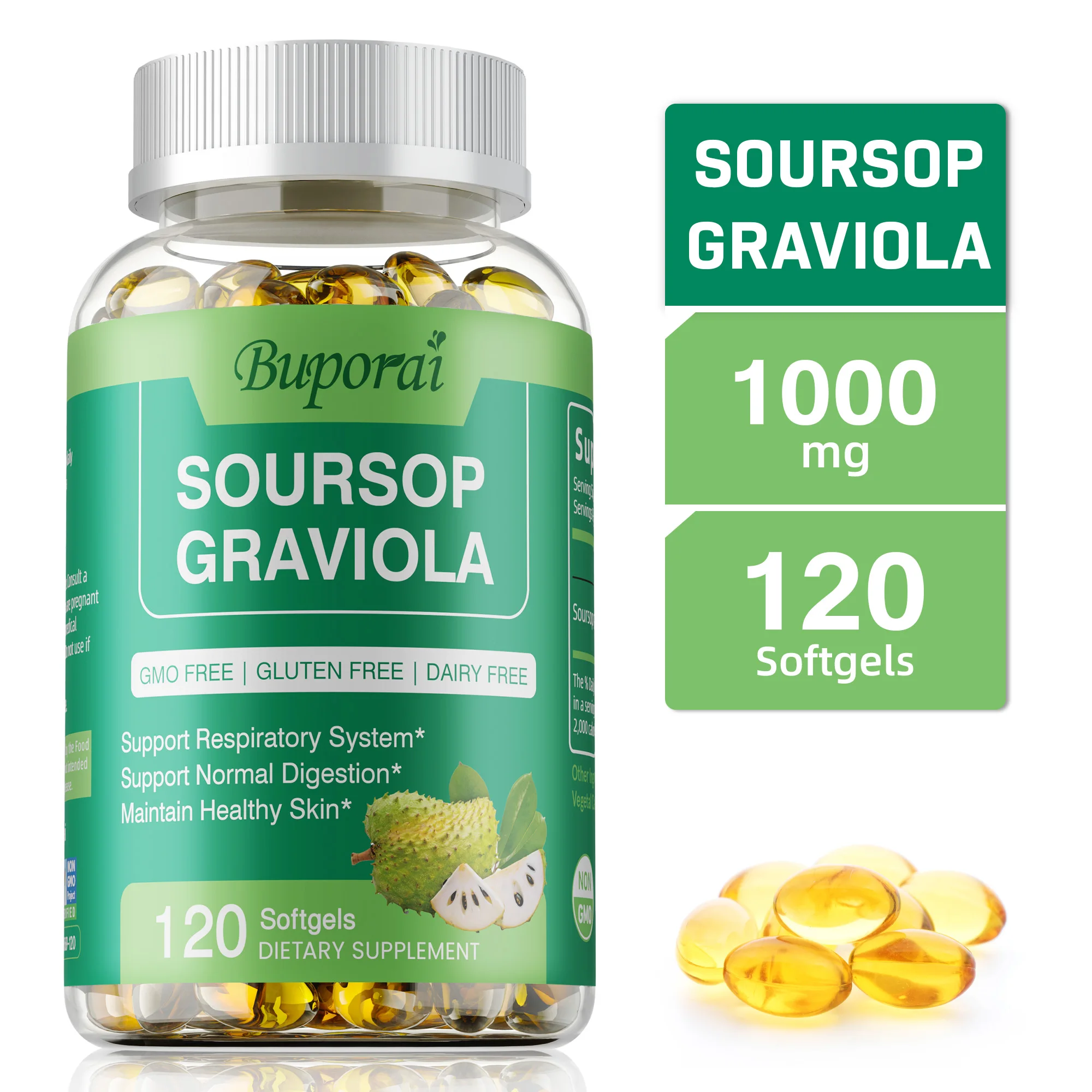 

Soursop Graviola Capsules - Reduce Stress, Sleep, Improves Mood, Supports Healthy Cell Growth and Regeneration, Enhance Immunity