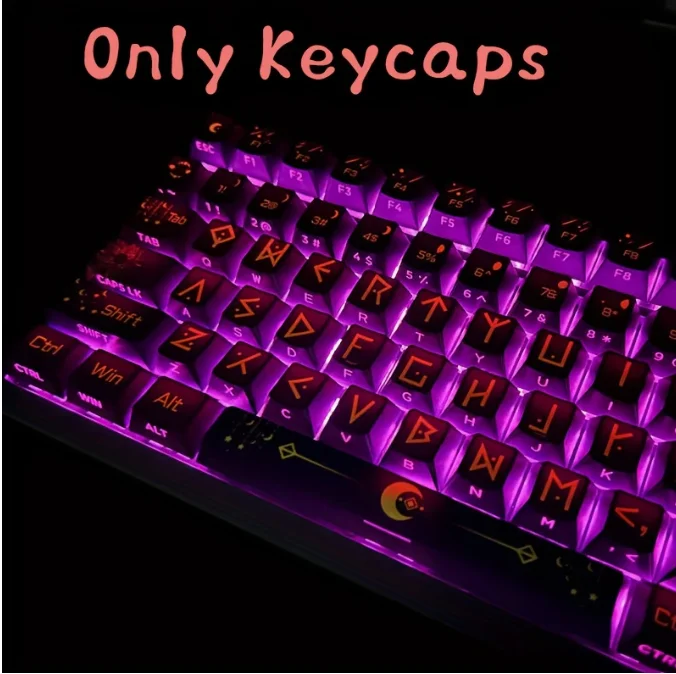 130-Key Constellation Theme Keycaps OEM Height, With Astrological Symbols Engraved On The Side. PBT Astronomy Enthusiast