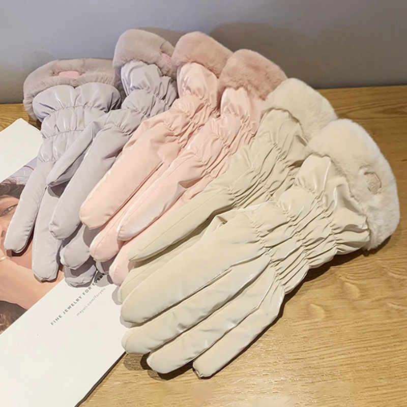 Luvas femininas de inverno, projetadas para esqui, ciclismo e montanhismo, espessadas, quentes e respiráveis