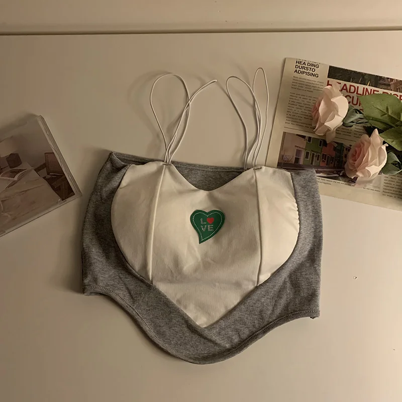 

Женские укороченные топы ITOOLIN 2025 с подкладкой для бюстгальтера, в стиле Y2K, с вышивкой, без спинки, асимметричные майки-безрукавки для женщин, топы на тонких бретелях