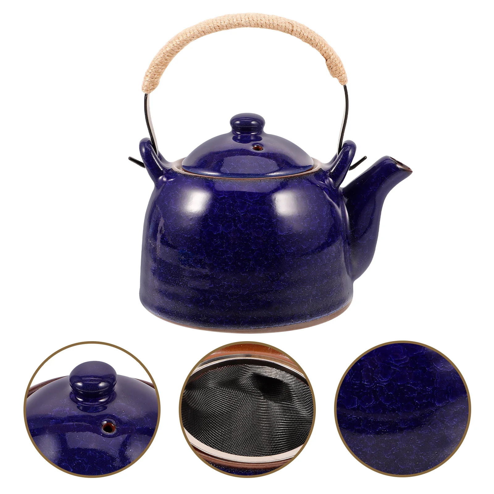 

Retro Chinese Ceramic Teapot Handle High Temperature Resistant Large Capacity Porcelain Classic Tea Pot Decorative Kitchen