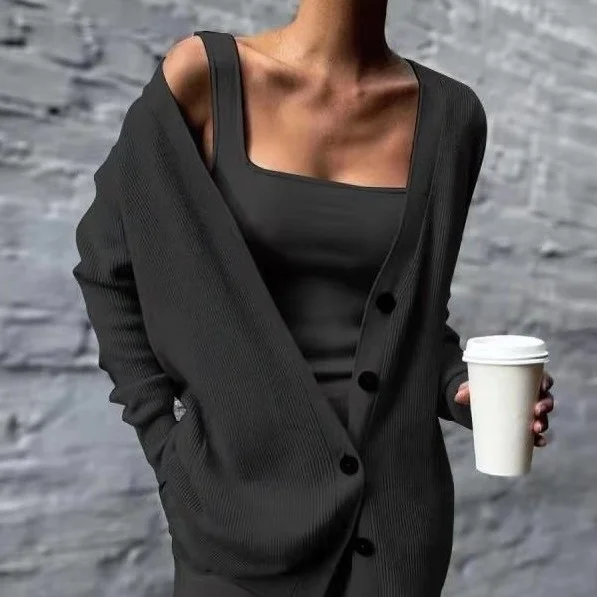 

Fall Winter Knitted Women's Outerwear Set Vest Pants Tee-piece Suite Ele Slim Fit Cotton Thiened Chinese Origin