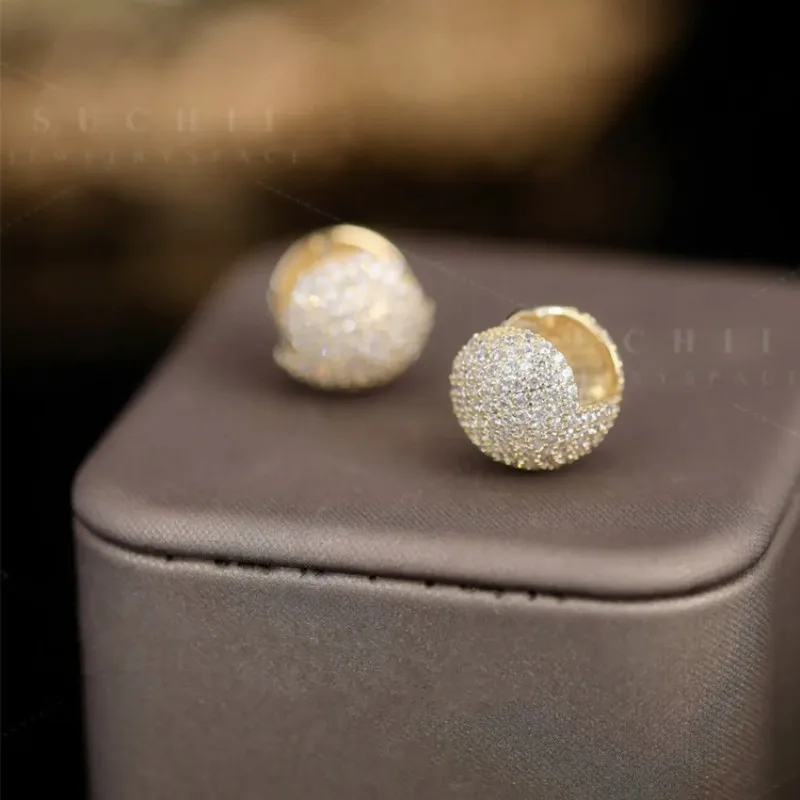 Autumn 2024 New Micro-inlaid Double-sided Zircon Light Luxury Fashion Personality Versatile Simple Earrings Earrings Products