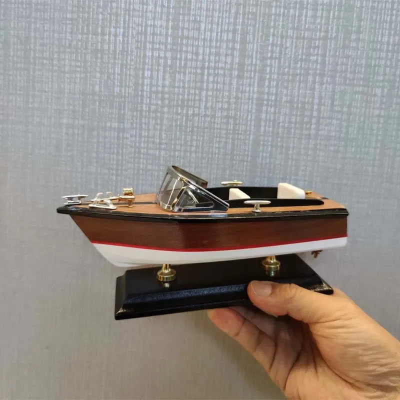 Solid Wood Yacht Model Ship Model Ornaments Modern Craft Simulation Ship Model Decoration Finished Speedboat Model Gift