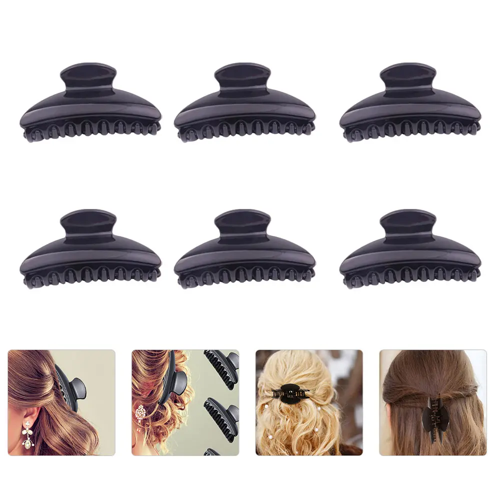 

6Pcs Classic Hair Jaw Clips Simple Design Exquisite Workmanship Women Headdress Black Hair Clips Ponytail Holder