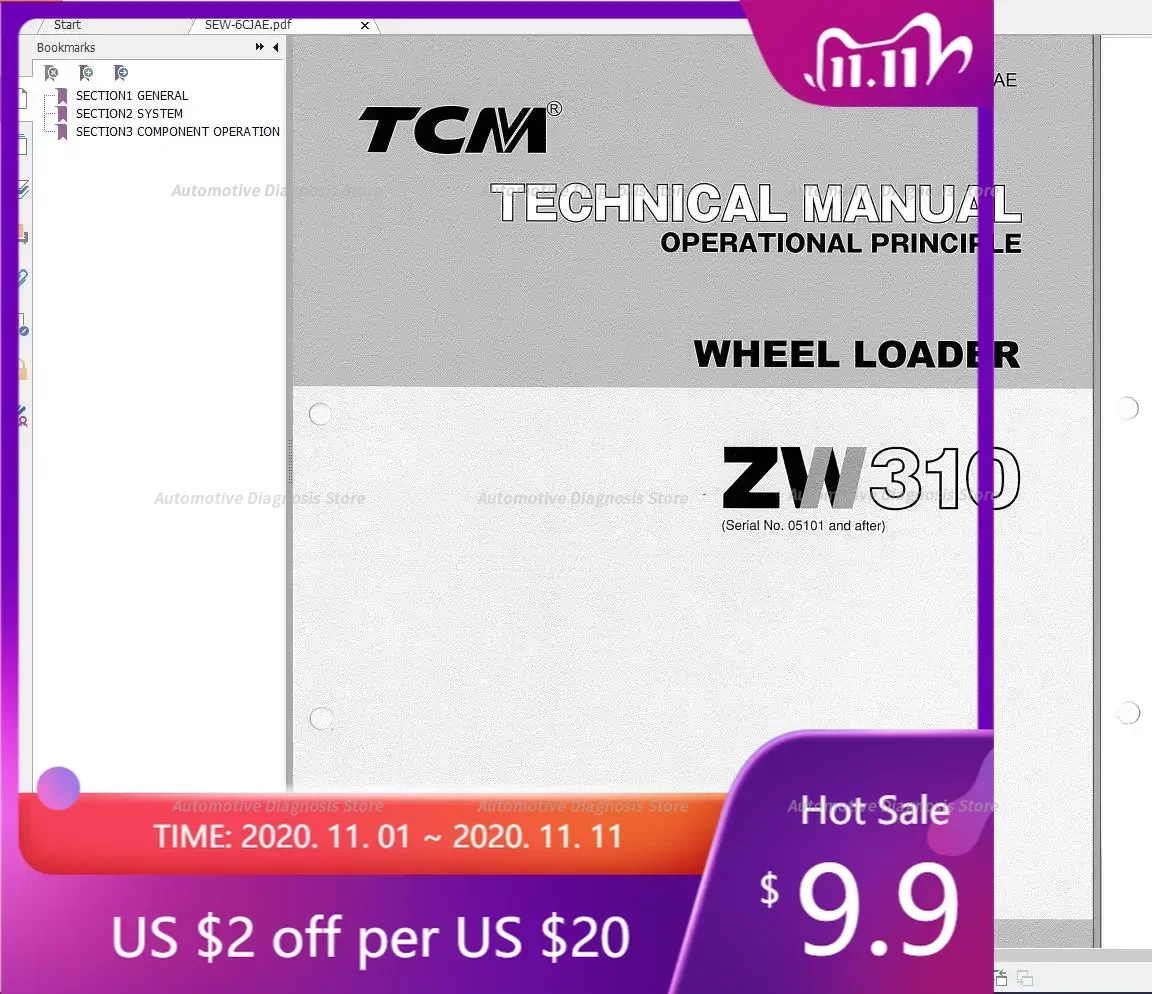 TCM Tractor Shovel, Wheel Loader Service Part Manual Full Model DVD PDF