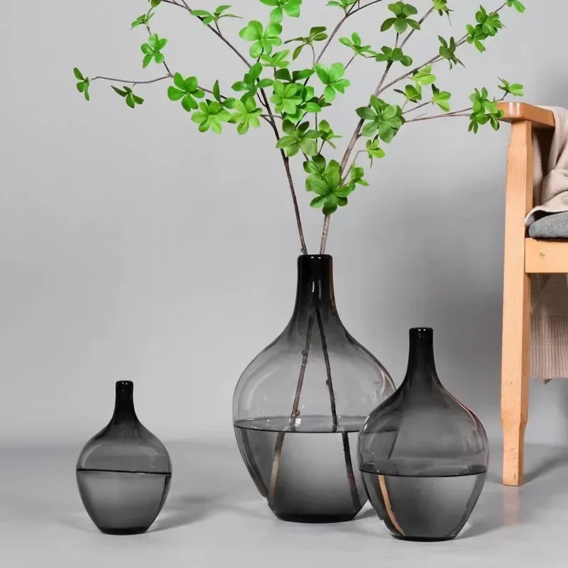 

New Big Belly Vase Fashionable Nordic Home Living Room Balcony Flower Arrangement Decoration Transparent Glass Flower Vase