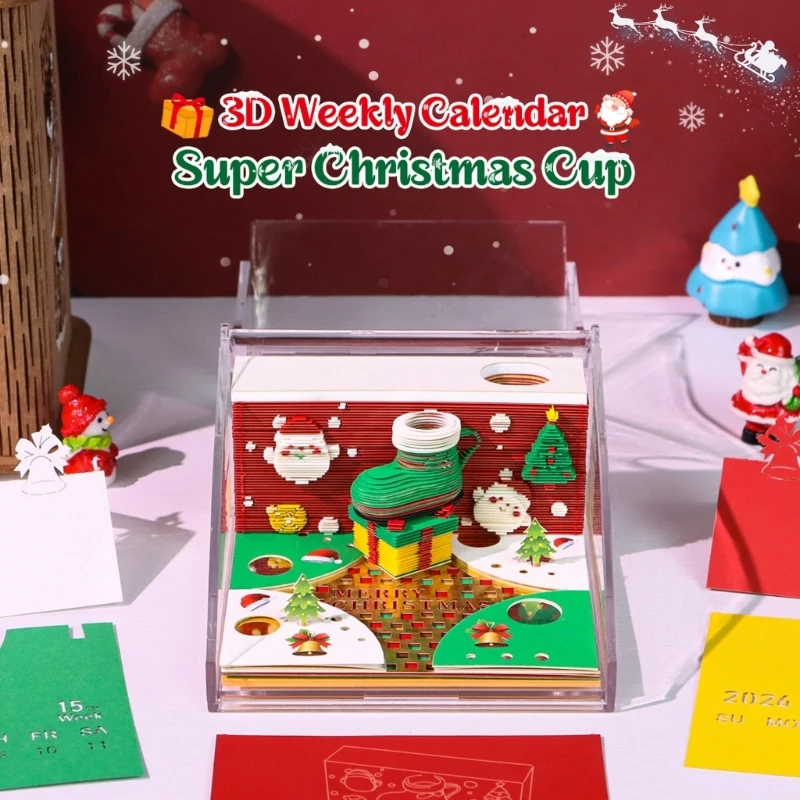 2024 2026 English Christmas Calendar Premium Paper Quick Navigation Pages Fade Resistant Home Office Use 896C