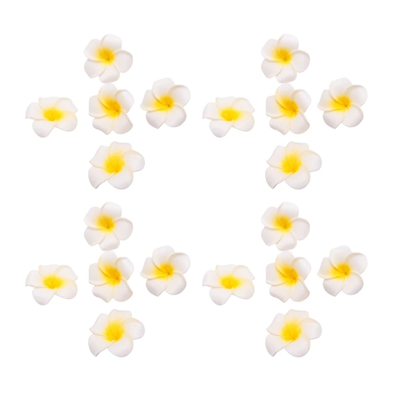 

400Pcs White Foam Hawaiian Frangipani Artificial Plumeria Flower Petals Cap Hair Hat Wreath DIY Wedding Decoration 5Cm