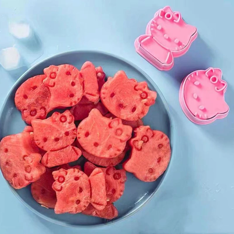 

Kawaii Hello Kitty Anime Fruit Mold Biscuit Food Modeling Mold Cute Kitchen Utensils Girl Heart Birthday Gift Fruit Fork Set