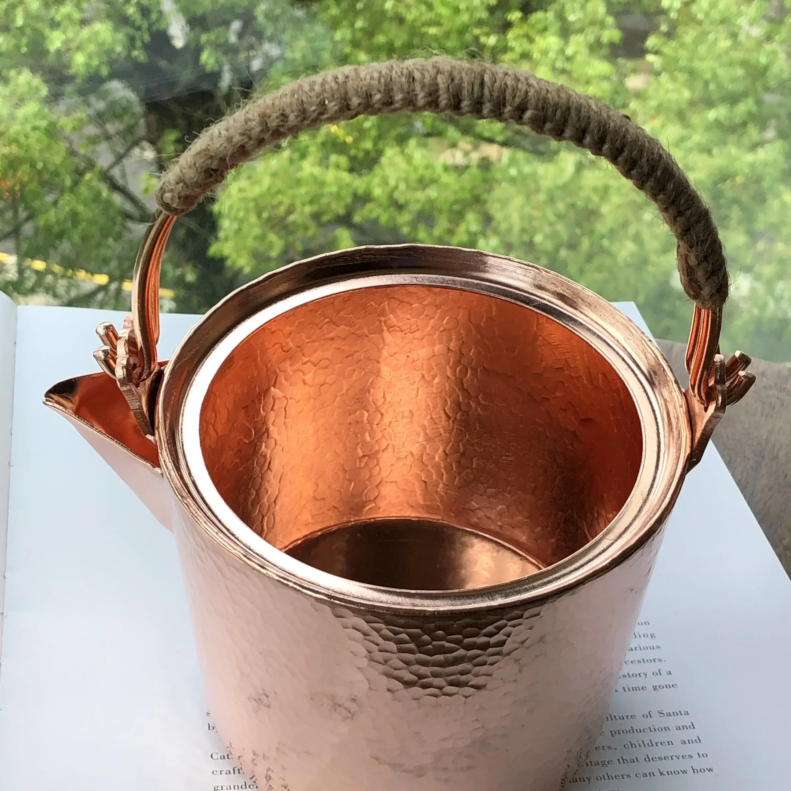 

500ML Pure Copper Hammered Teapot Handmade Kettle Boiler Antique Tableware Teaware