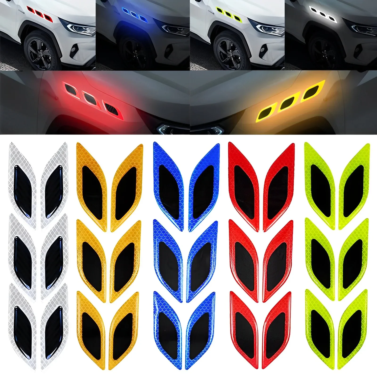 

6PCs Carbon Fiber Car Reflective Sticker Anti-Scratch 3D Car Styling Reflective Strips Night Safety Warning Auto Stickers Decal