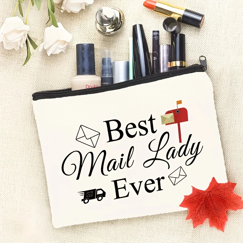 1A small canvas messenger bag with a thank-you message as a gift，Durable and reusable travel makeup bag，Storage Bag