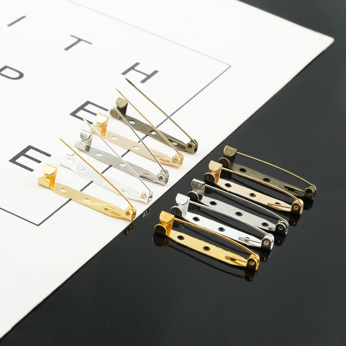 10Pcs 15 20 25 30 35mm 6 Colors Metal Brooch Clip Base Pins Blank Safe Locking Clasp Pin Base For DIY Jewelry Making Findings