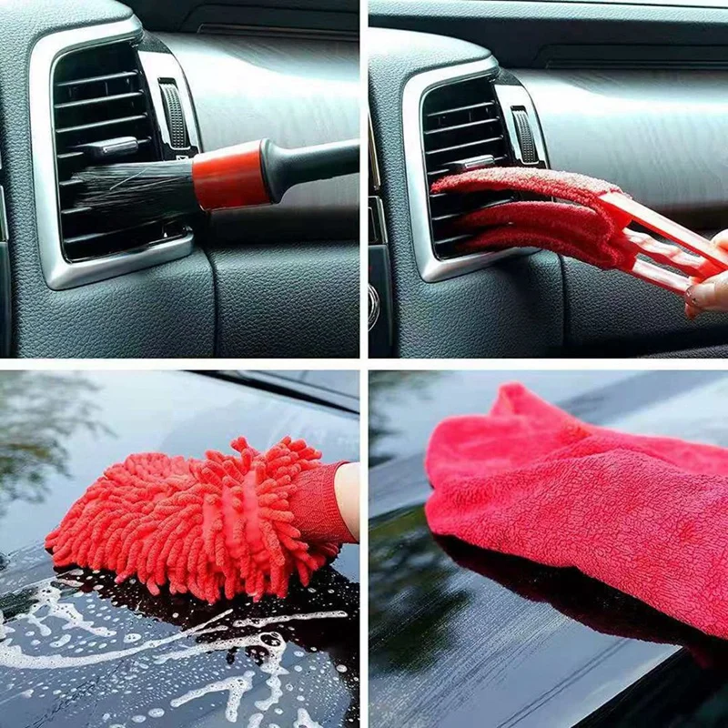 19-Piece Set Car Tire Wheel Brush Cleaning Brush Head Set Air Conditioner Vent Cleaning Household Floor Cleaning Brush-VVNB