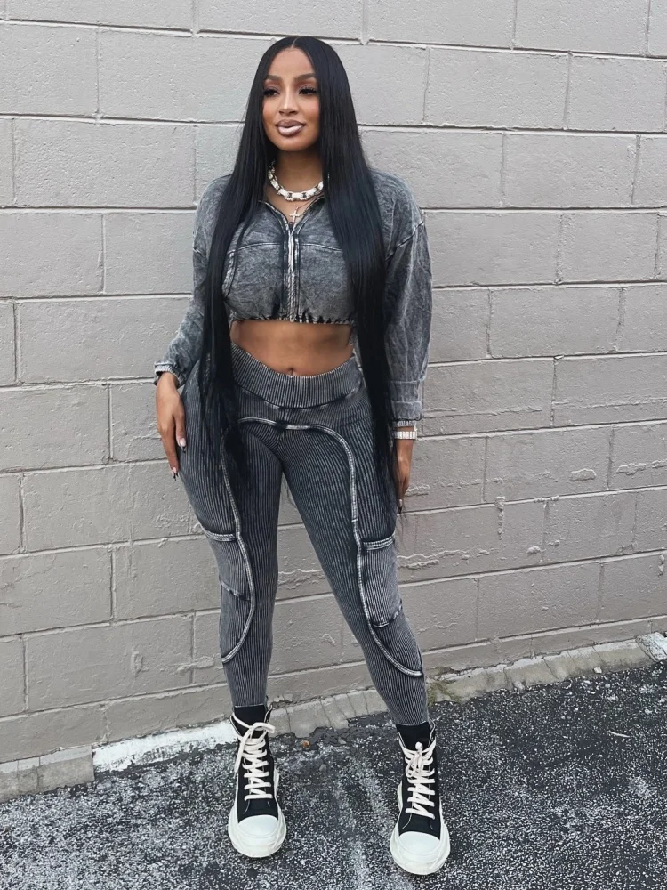 

Комплекты из двух предметов Wmstar, оптовая продажа, повседневные комплекты брюк, эластичный топ и брюки на молнии, одинаковый спортивный костюм, Прямая покупка, 2025 г.