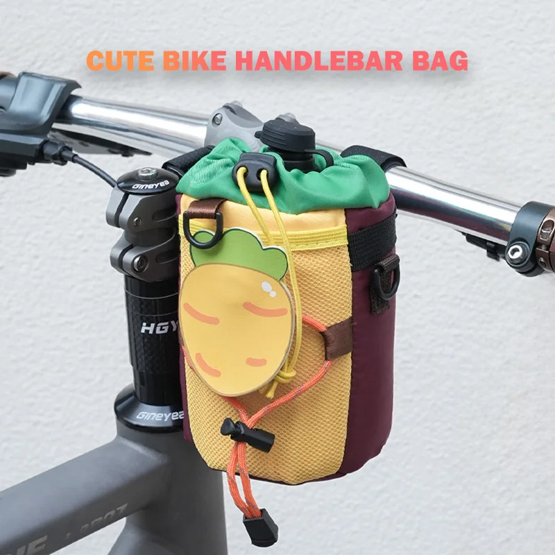 Cycling water bottle carrot bag Front Handlebar Storage Bicycle Bag Bike Basket Electric Vehicle Parts Multi-Use Cup Pouch