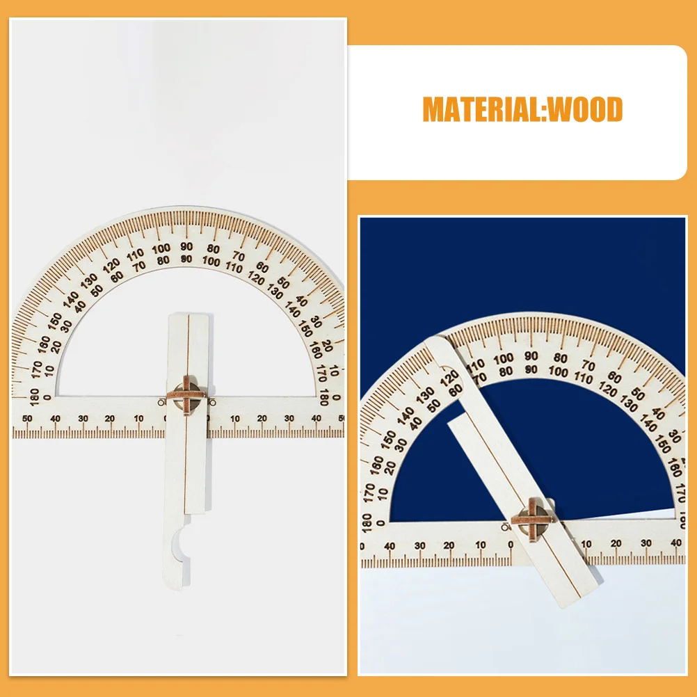 4Pcs Angle Ruler Kit Natural Wood DIY Educational Tools for School Crafts Protractor Circle Maker Creative Learning