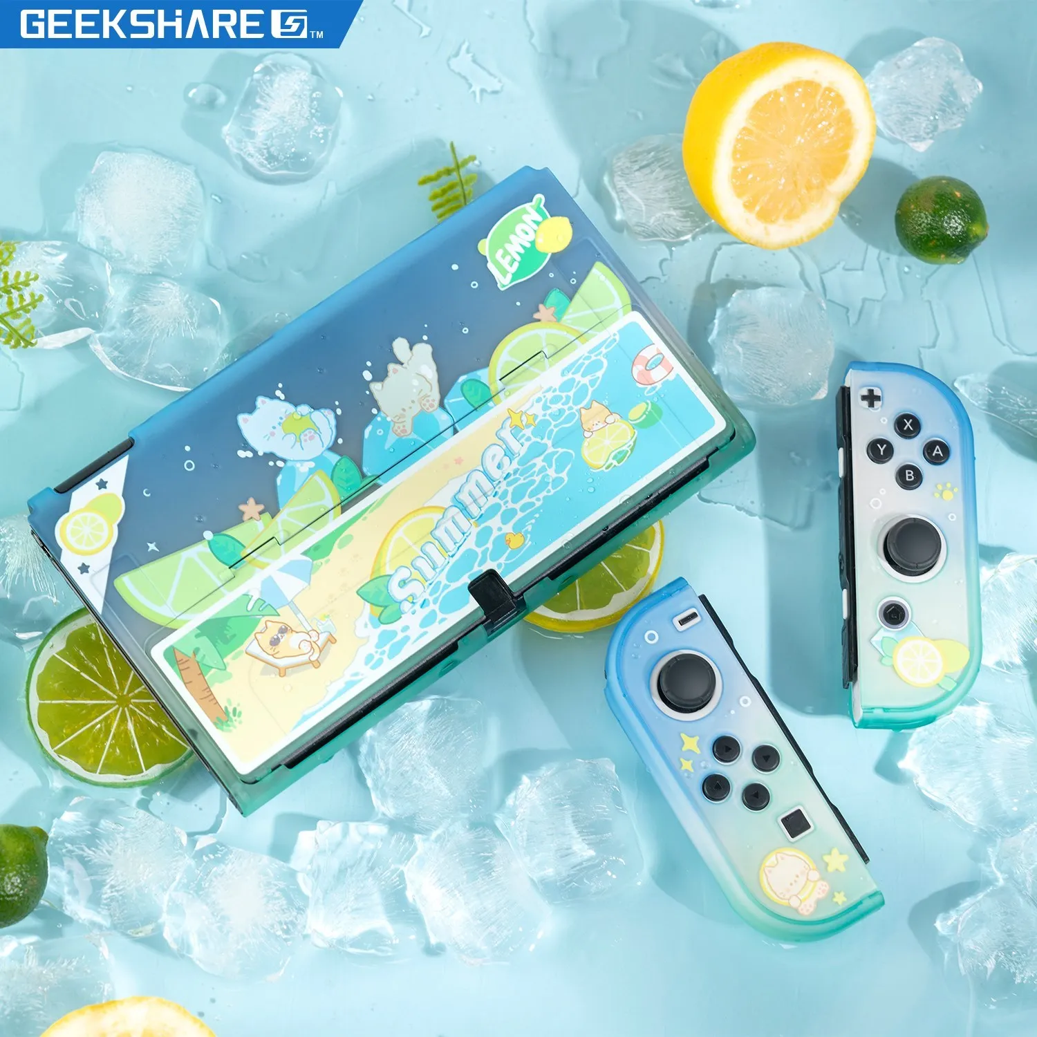 

GeekShare Sprite Милая Сода Nintendo Switch OLED защитная оболочка ПК Жесткий разделенный чехол Joy-con чехол для переключателя OLED игровой консоли