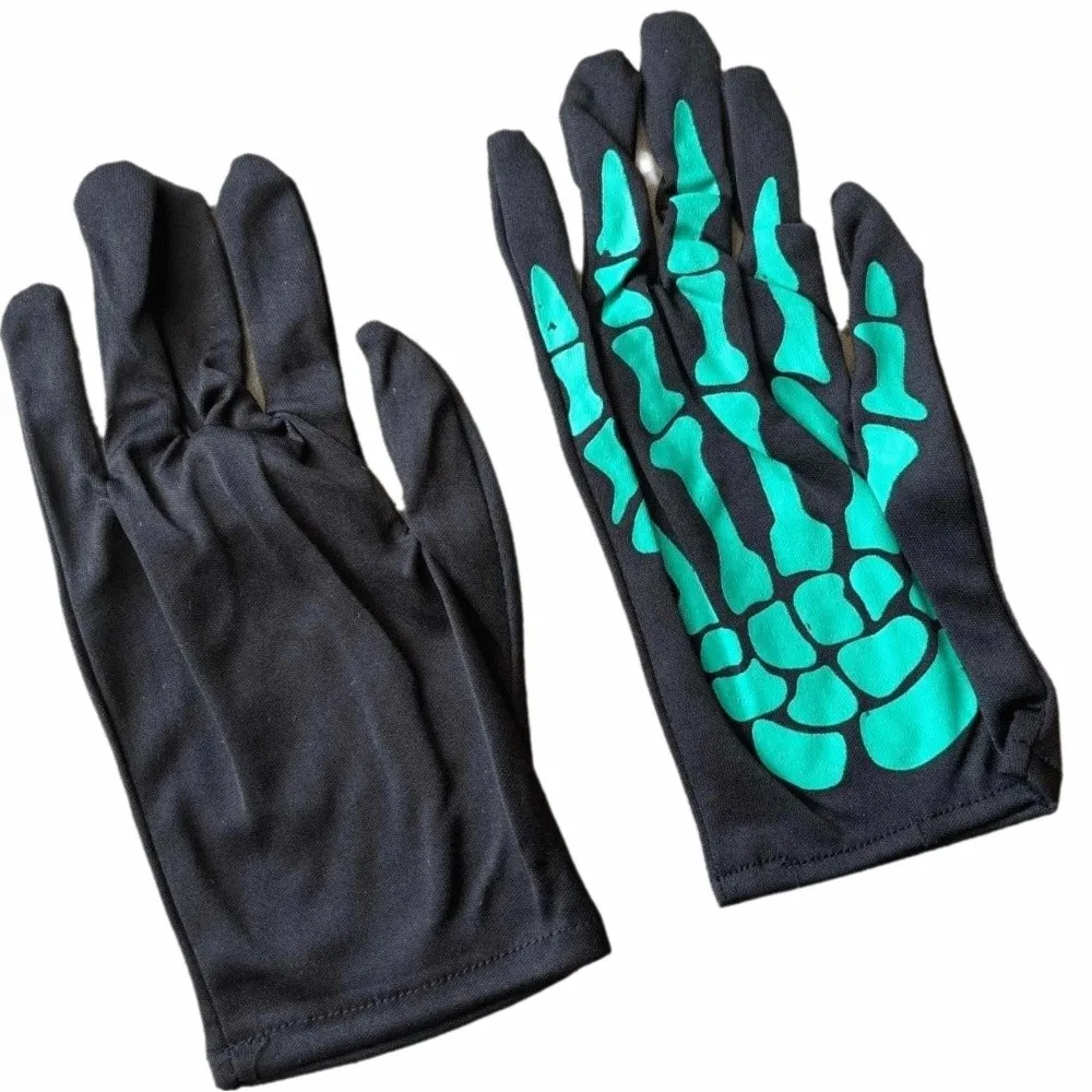 Autumn Full Singer Halloween Gloves Thicken Windproof Skull Claw Bone Gloves Streetwear Cycling Skeleton Goth Mittens Men
