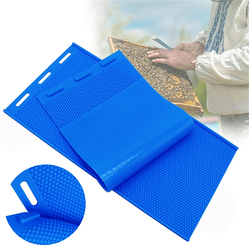 

2pcs Blue Silicone Beeswax Mold Apicultura Press Sheet Mould Beekeeping Tool Foundation Bee Hive Basis Garden Supplies