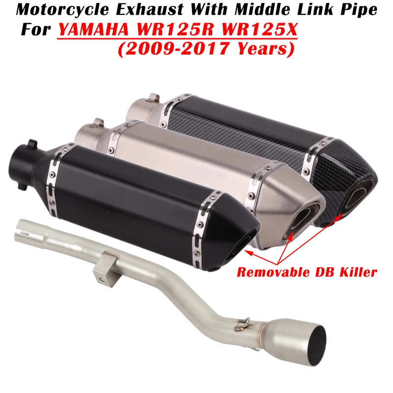 

Для YAMAHA WR125R WR125X WR 125R 125X 125 2009-2017 мотоциклетный выхлопной глушитель, модифицированный глушитель со средней трубой подкладки DB Kiiler